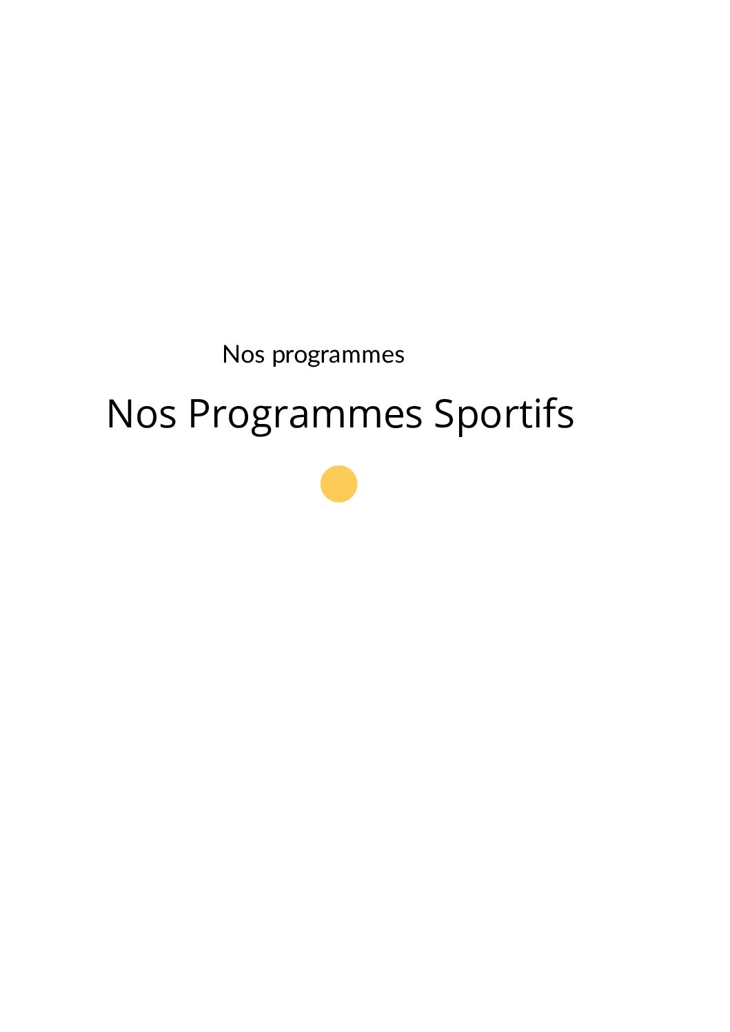 Nos programmes sportifs
